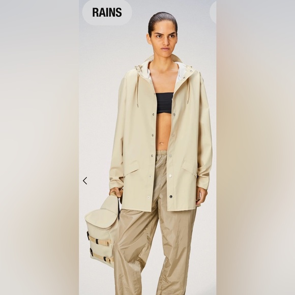 NWT Rains Hooded Jacket Cement Color Size XL - Picture 9 of 12
